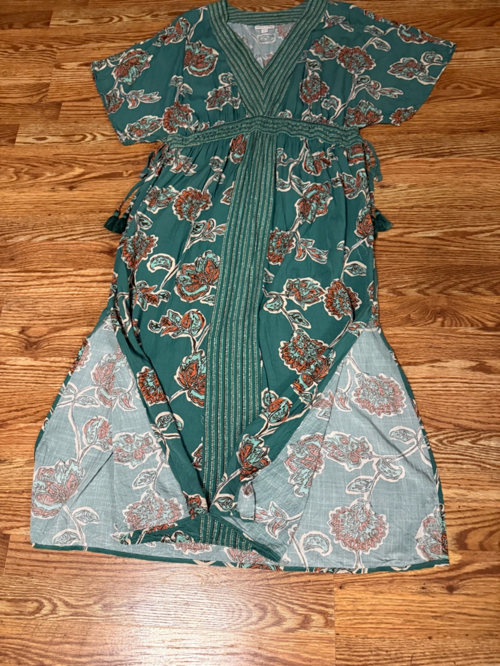 Knox Rose Teal Floral V-Neck Maxi Dress - Picture 10 of 12
